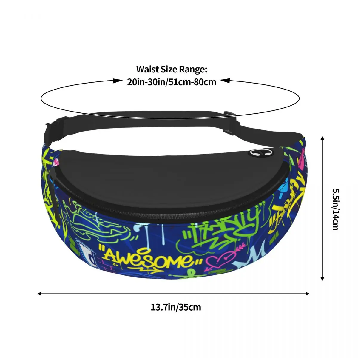 Custom Abstract Urban Style Hiphop Graffiti Street Art Fanny Pack for Traveling Women Men Crossbody Waist Bag Phone Money Pouch