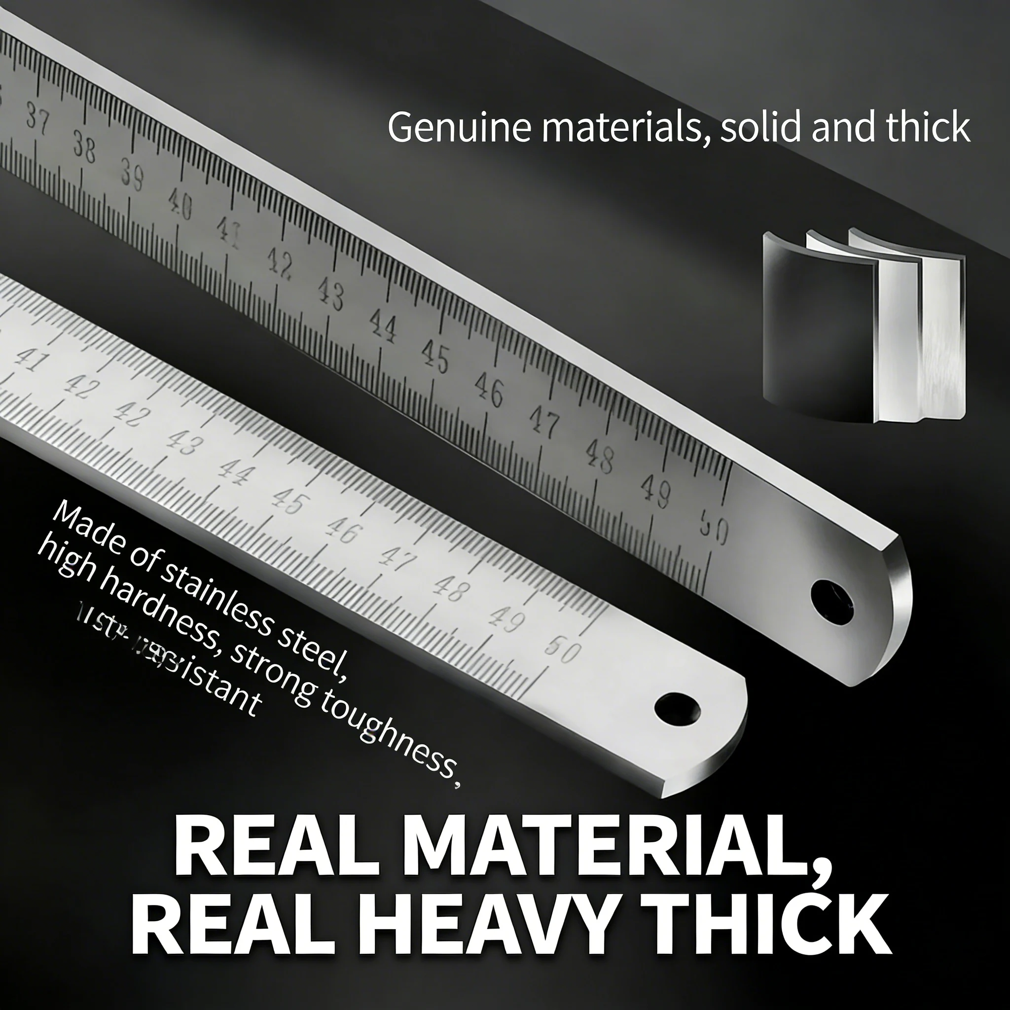 3mm Longquan Quenched Stainless Steel Ruler - Thickened Measuring Tool & Multi-Purpose Car Safety Device