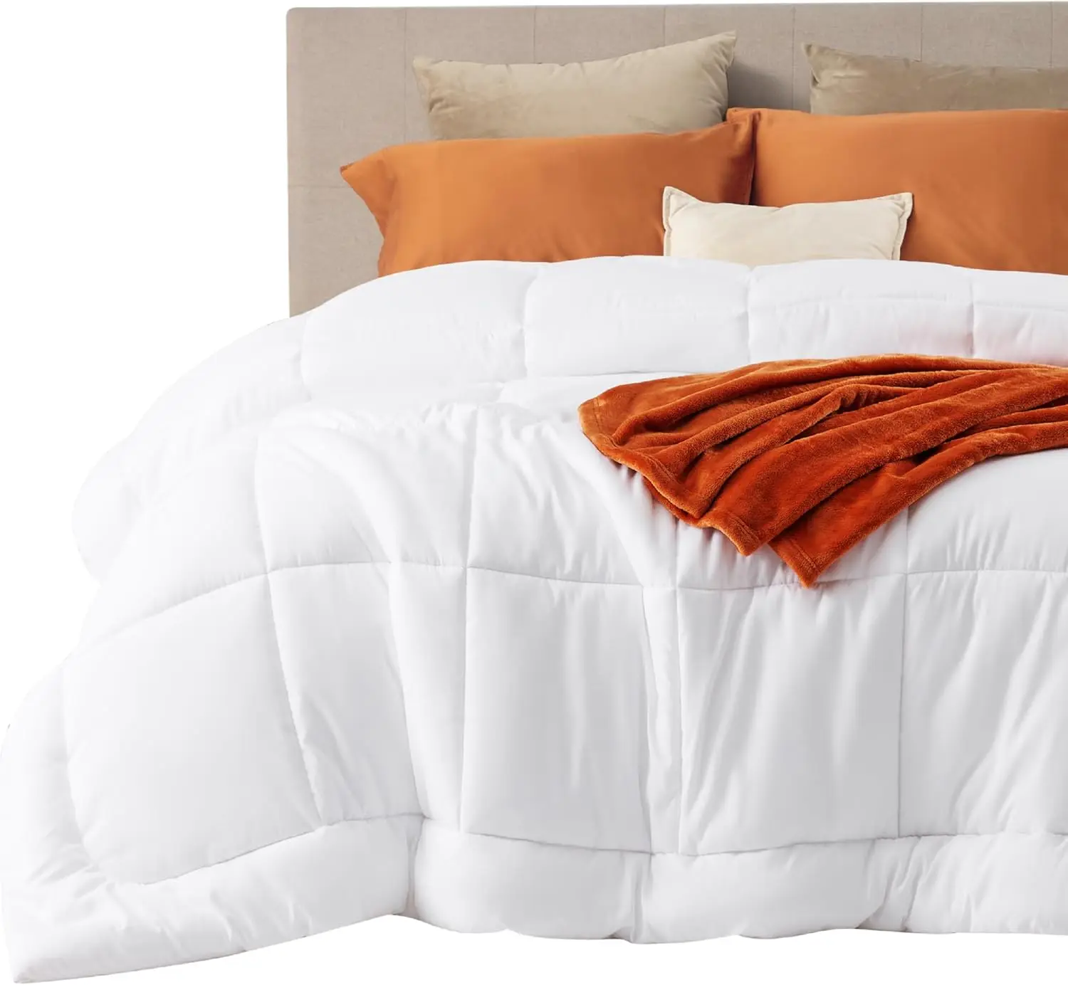 

King Size All Season Quilted Duvet Insert - Down Alternative Bedding with 8 Tabs, White 90x102 Inches