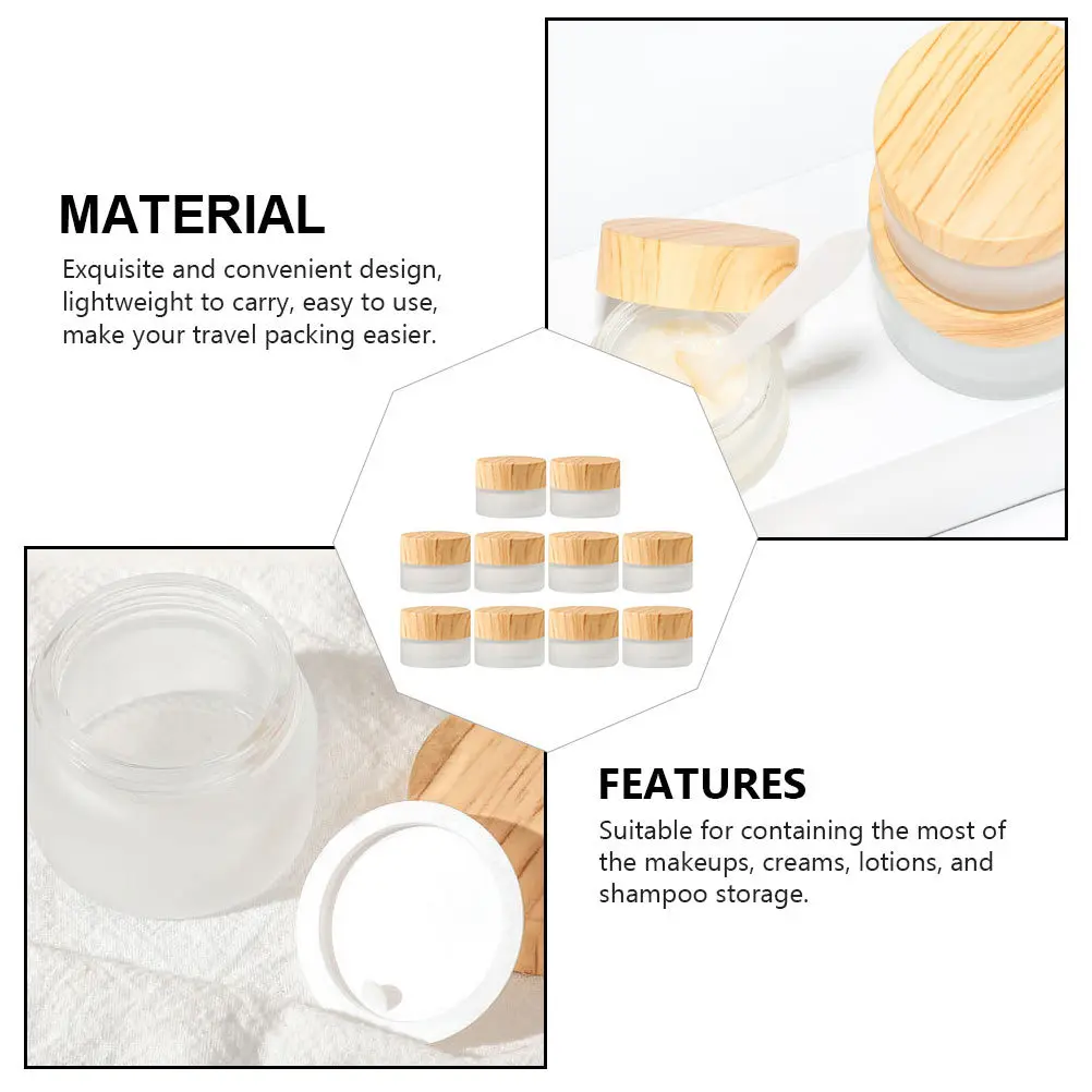 

10pcs Facial Cream Jars Glass Containers Travel Storage For Makeup Lotions Shampoo Eye Cream Dispenser Empty Jars