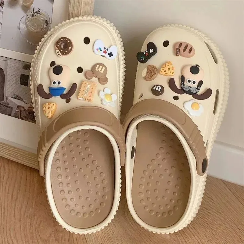 1 مجموعة 3D لطيف الكرتون الكلاب إكسسوارات أحذية بنين بنات الصنادل حديقة إبزيم حذاء زينة تناسب سحر
