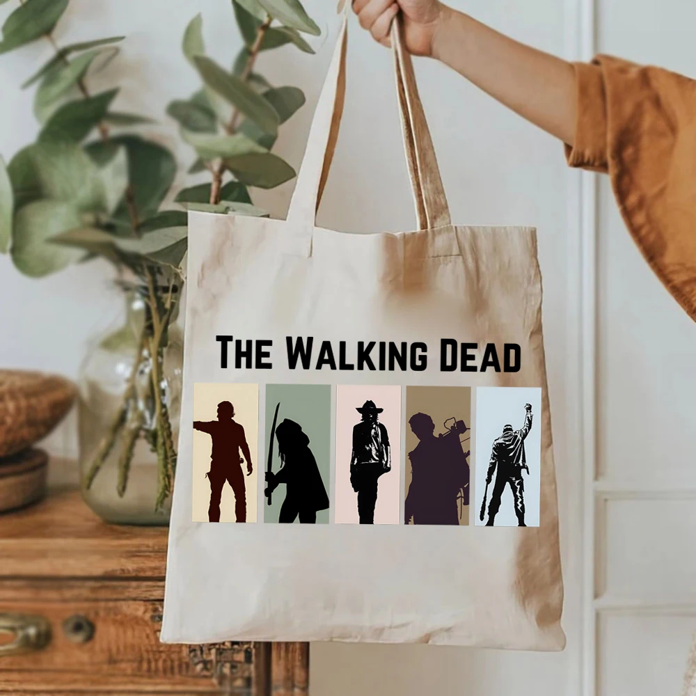 Film di classe The Walking Dead Group stampa grafica Tote Bag Horror Fans Gift Ladies elegante borsa a tracolla borsa di tela di grande capacità