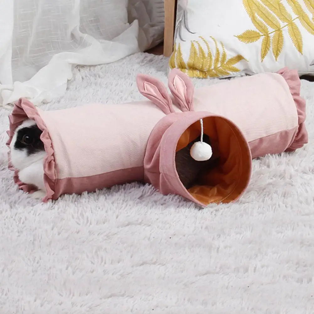 Three-way Cat Tunnel Suede Fabric Puppy Rabbit Play Hide Tunnel Tube Indoor For Game Exercising Hiding Training Pet Toys