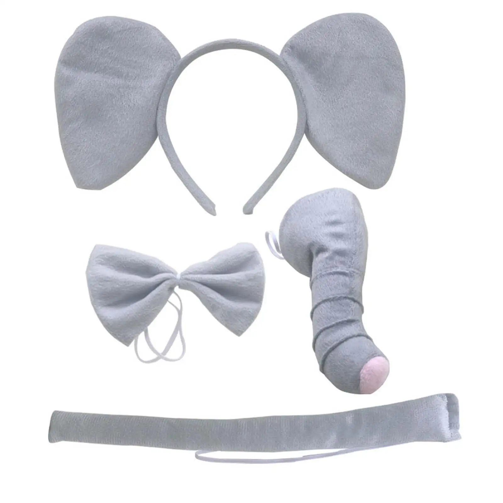 Diadema con orejas de elefante, pajarita para nariz, conjunto de cola, juego de rol, Cosplay de animales, cómodo y ligero para puesta en escena