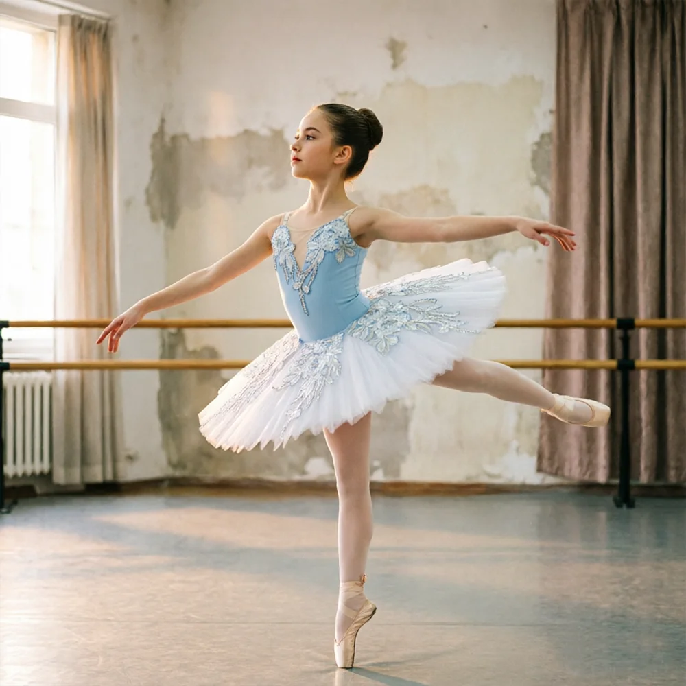 

Professional Light Blue Ballet Tutu for Girls & Women Swan Lake Pancake Style Performance Costume Classic Dance Dress