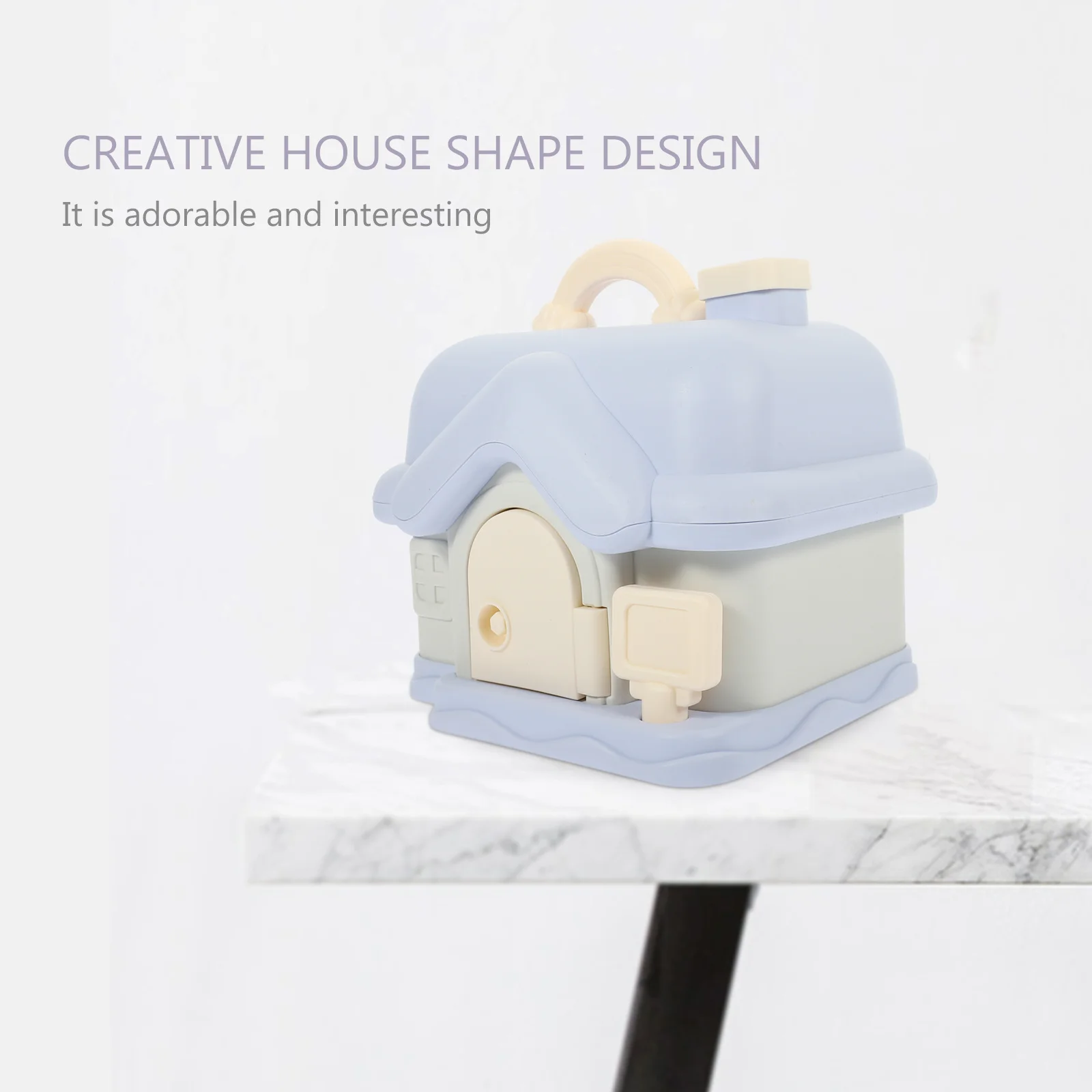 Banco de moedas em formato de casa para crianças, jarra de plástico durável para economizar dinheiro, decoração de mesa, ferramenta de ensino divertida para economizar hábitos