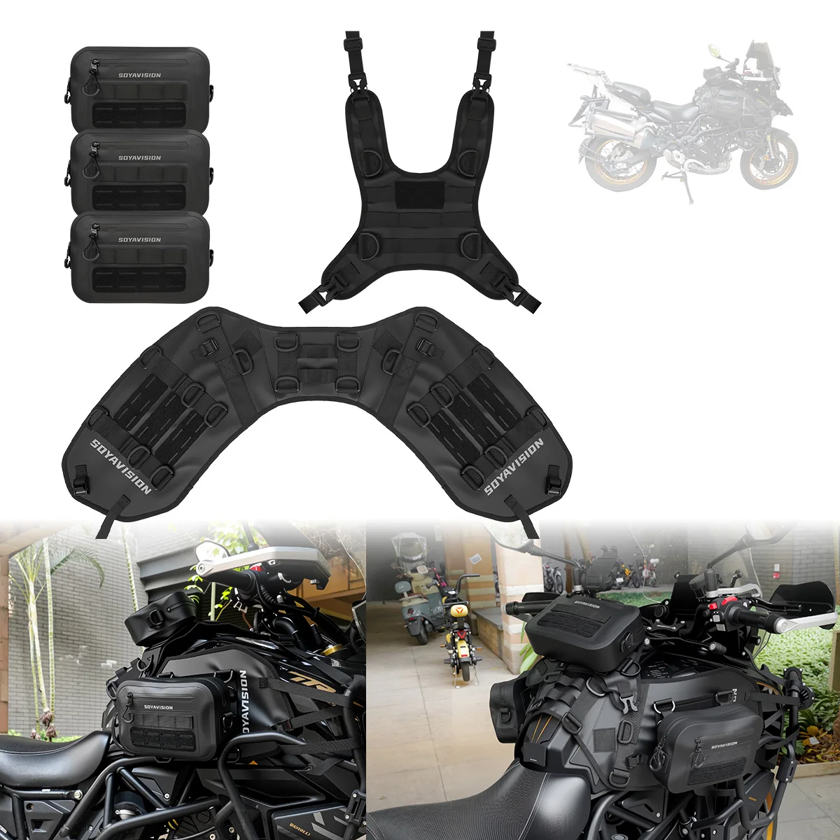 Universal Motorcycle Waterproof Vest Oil Box Bag Fuel Tank Bag Base Vest Portable Motorbike Tank Bags Mounting for Storage Bag