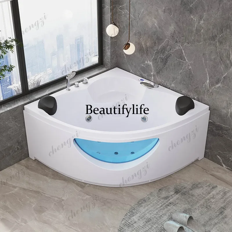 B56 Triangular scalloped bathtub surf massage home smart thermostatic heating double, villa bathtub