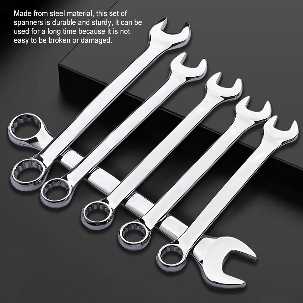 8 Pieces Ratchet Wrenches Metric Spanners Woodworking DIY Craftsman Metal Portable Household Work Hand Tools 6-17mm