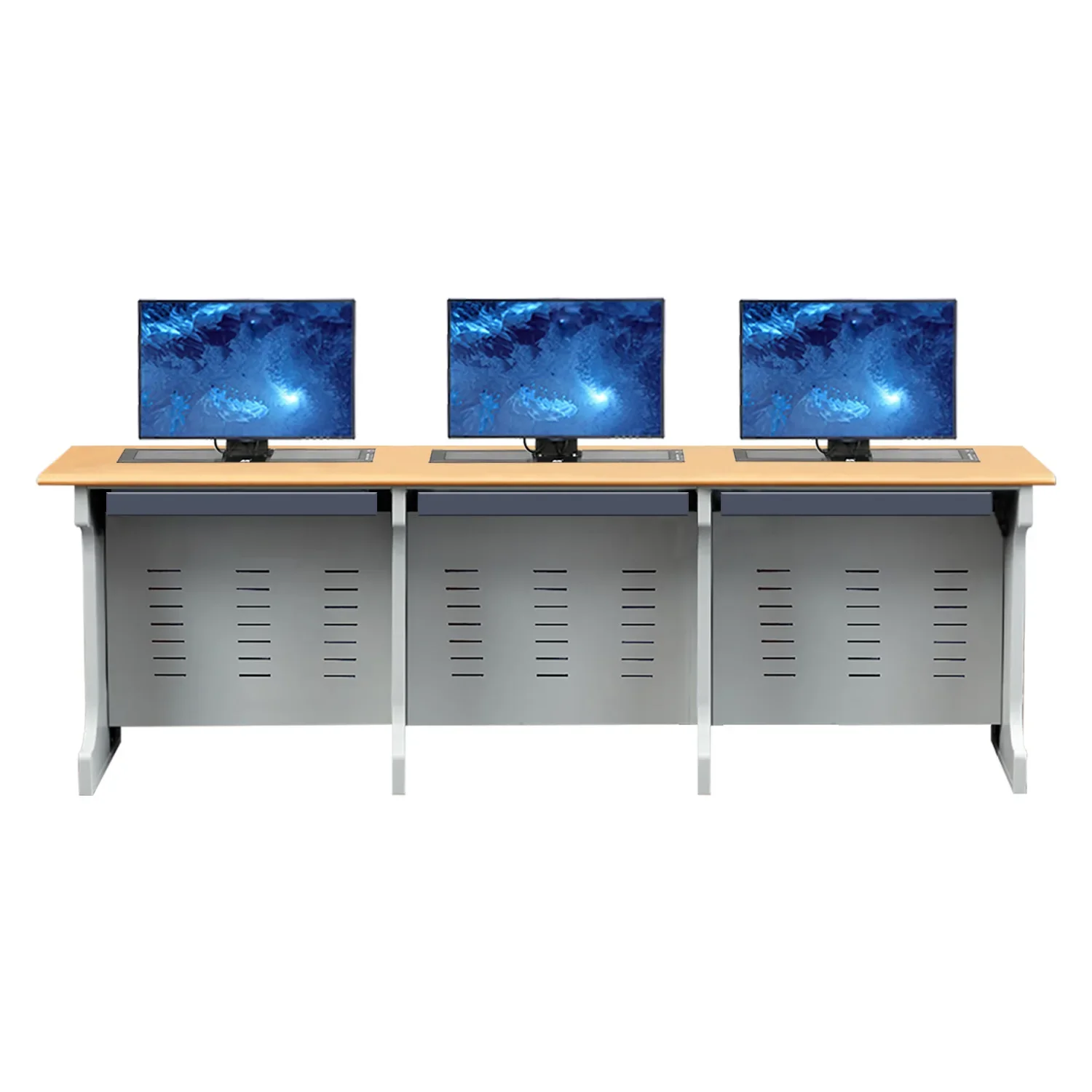 

Lifting table, solid wood, paperless large group training table, network computer room computer table