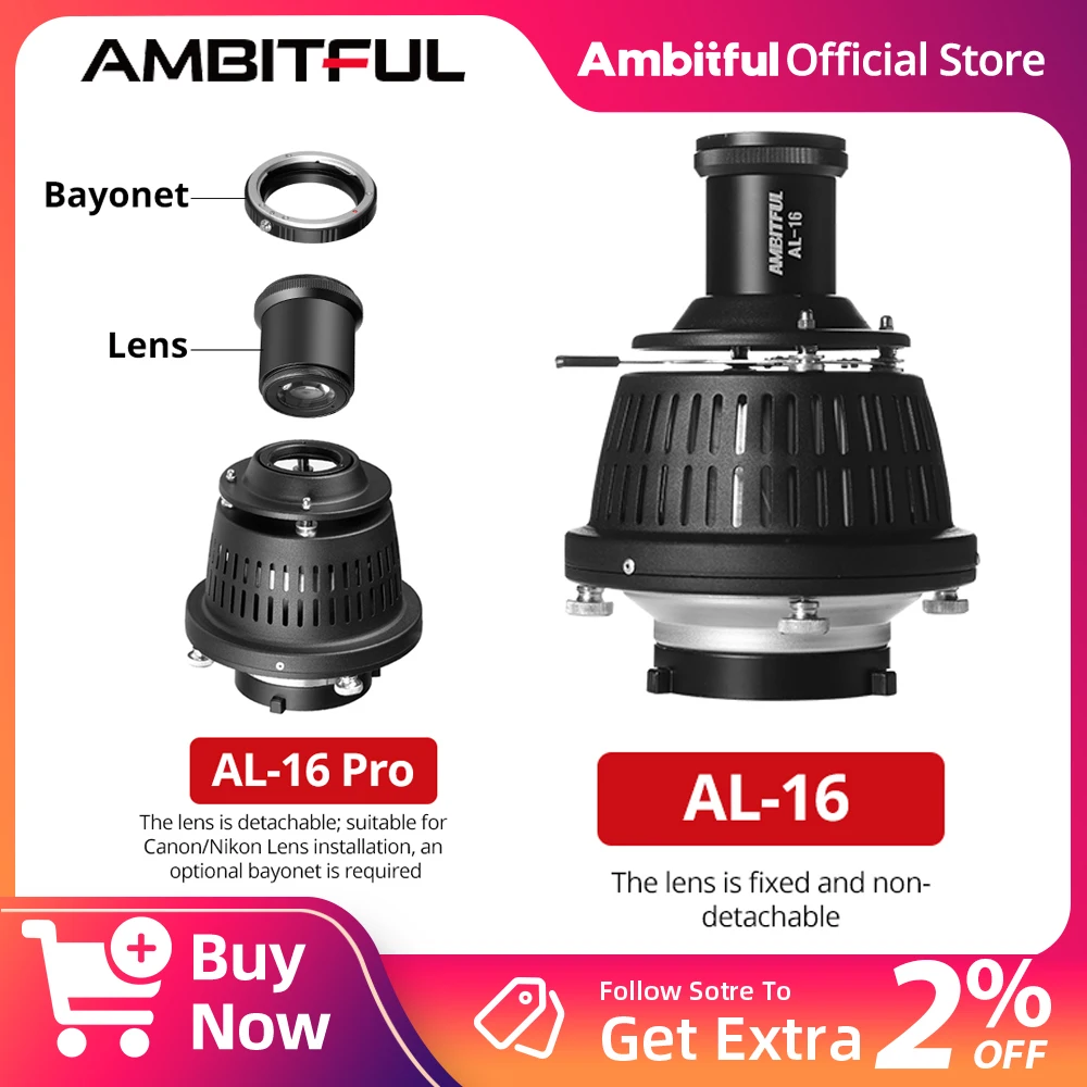 

AMBITFUL AL-16 PRO Split Focalize Conical Snoot Optical Condenser Bowens Mount Art Special Effects Shaped Beam Light Cylinder