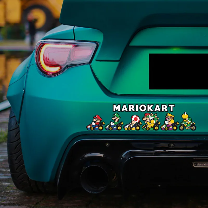 Pegatinas de dibujos animados de Super Mario, pegatinas reflectantes de oclusión de arañazos de coche periférico de Anime, pegatinas de dormitorio