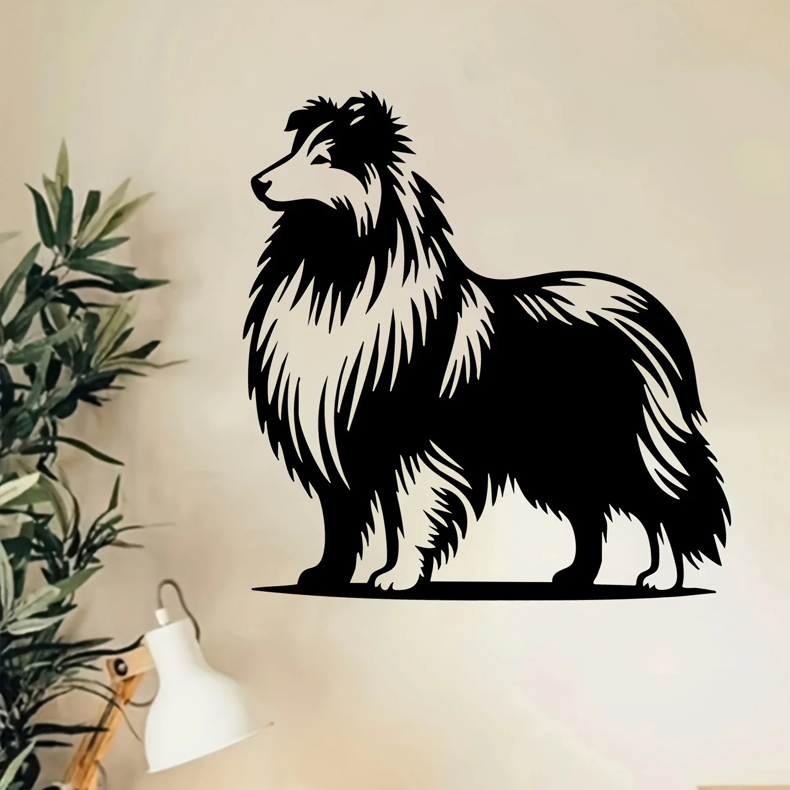 Collie Dog Iron Wall Sculpture Metal Mural Weatherproof Indoor Outdoor Garden Fence Living Room Dog Lover Christmas Gift Decor