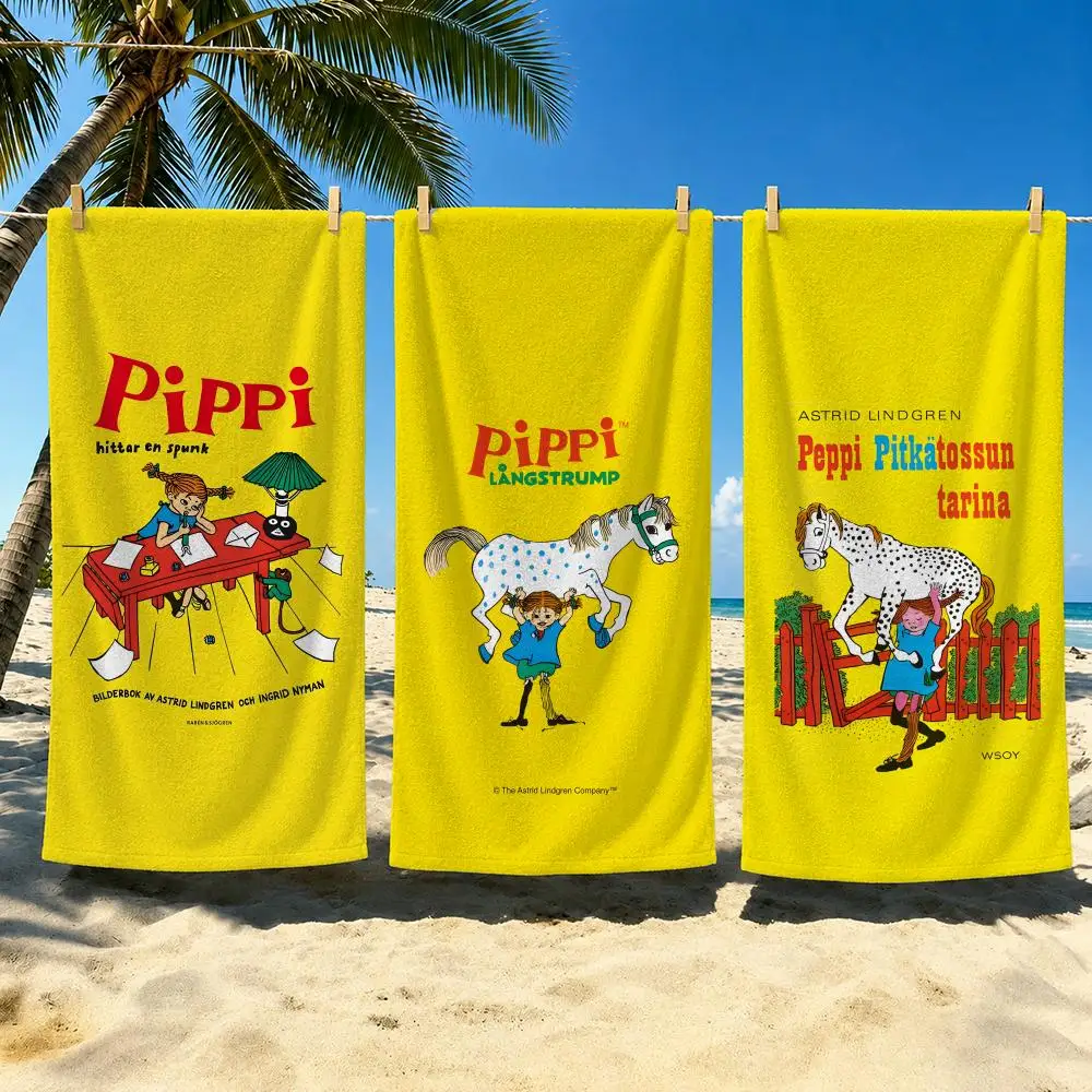 Cartoon P-Pippi Longstocking Towel Towel Soft Pool Gift For Travel Gym Shower Cool Camping Quick Dry Sports  Large Beach Towel