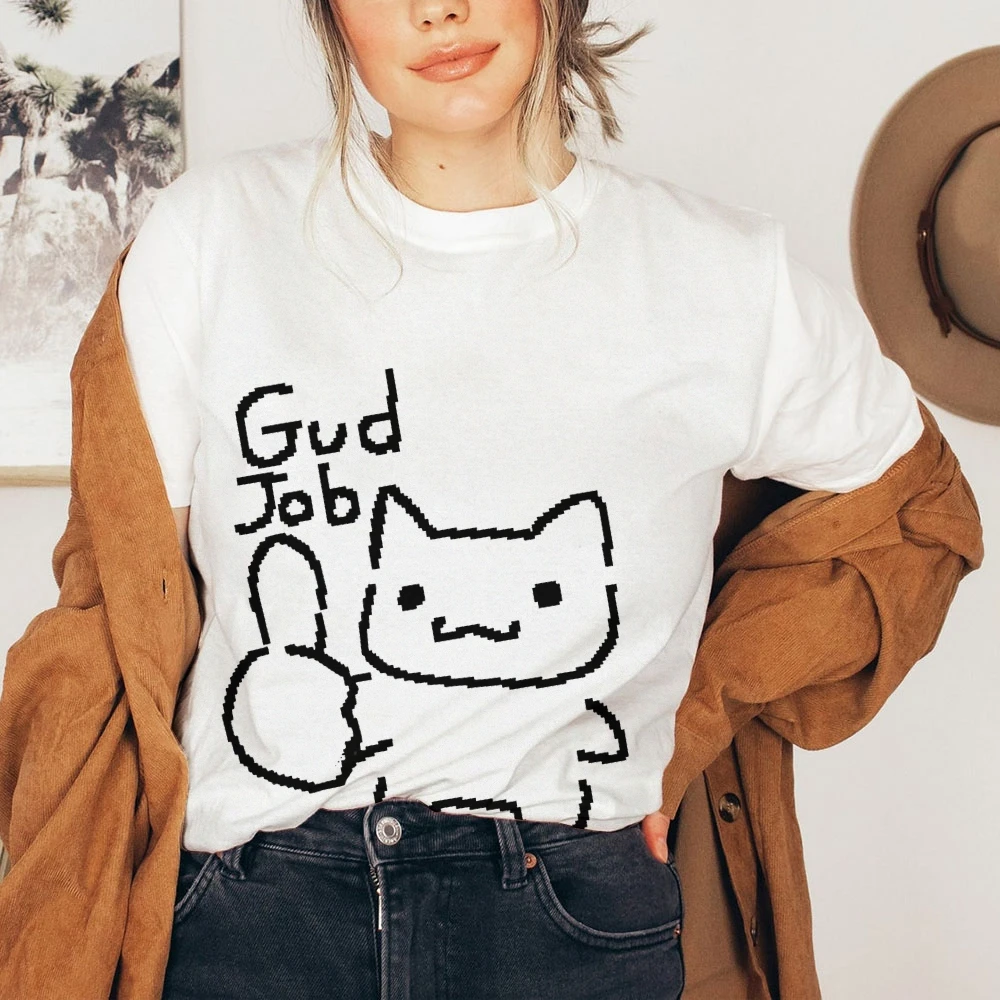 

Модный уличный топ Y2k Cat Girl | Женская винтажная модная футболка Shoujo, очаровательная мягкая футболка в стиле манга с принтом кота в стиле ретро 2000-х годов