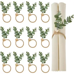Holiday Table Decor Eucalyptus Leaf Napkin Rings for Thanksgiving Banquets Restaurants and Elegant Table Arrangements