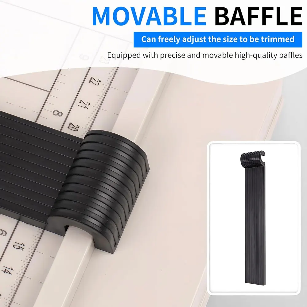 1 cortador de papel plástico de 12 polegadas com proteção de segurança e trava de lâmina, capacidade de 8 folhas, material PE durável.