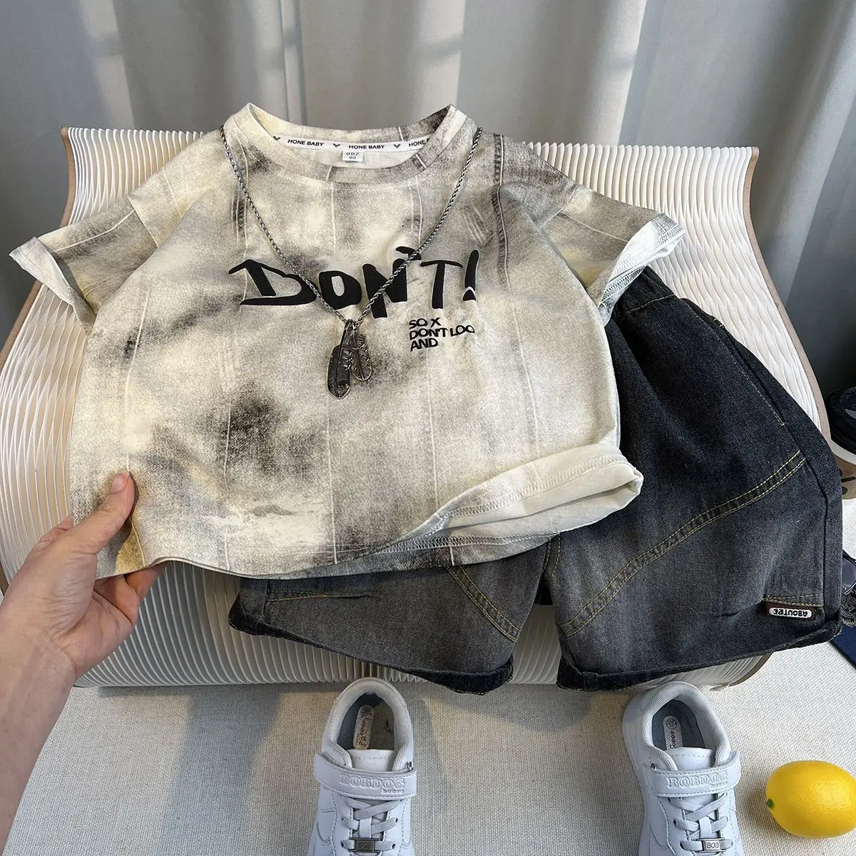 

Children's clothing boys summer suit 2026 new fashion boys short-sleeved clothes baby thin two-piece suit