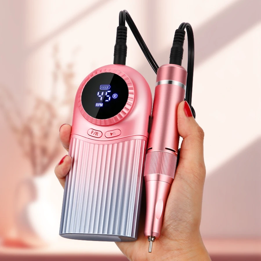 45000 obr./min wiertarka do paznokci elektryczny przenośny pilnik do paznokci akumulatorowa szlifierka do paznokci do paznokci żelowych polerowanie do domowego salonu Manicure
