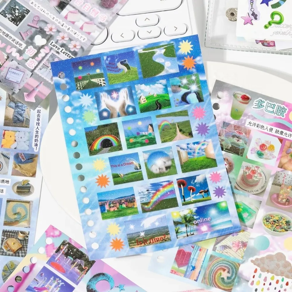Cute Die-cut 3D Sticker Book Cartoon Style Collage Material DIY Scrapbook Stickers Wind-Cut Film Cut Film Coil