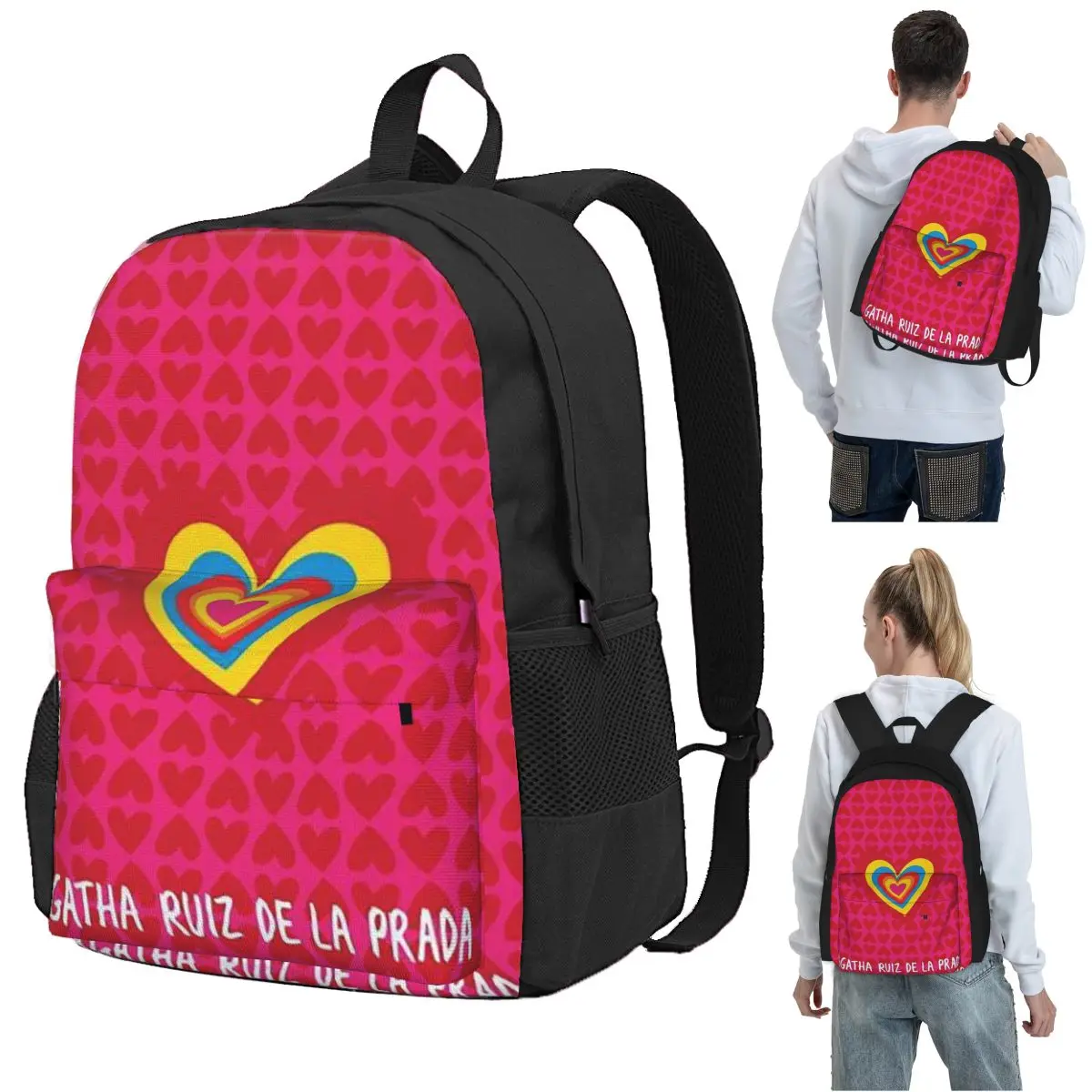 Mochila con patrón Agatha Ruiz-De La-Prada, mochila para estudiantes, mochila escolar para niños, bolsos de hombro para ordenador para hombres y mujeres