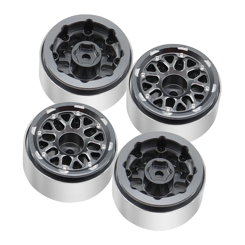 4pcs Aluminum Alloy 1.9 Beadlock Wheel Rim for 1/10 RC Crawler Car Axial SCX10 90046 AXI03007 TRX4 VS4-10 Redcat Gen8