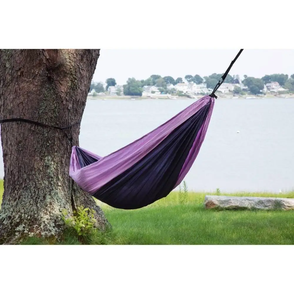 Double Outdoor Camping Hammock Pink/Purple 78x118" Lightweight Nylon Travel  with Tree Straps and Carabiners Portable