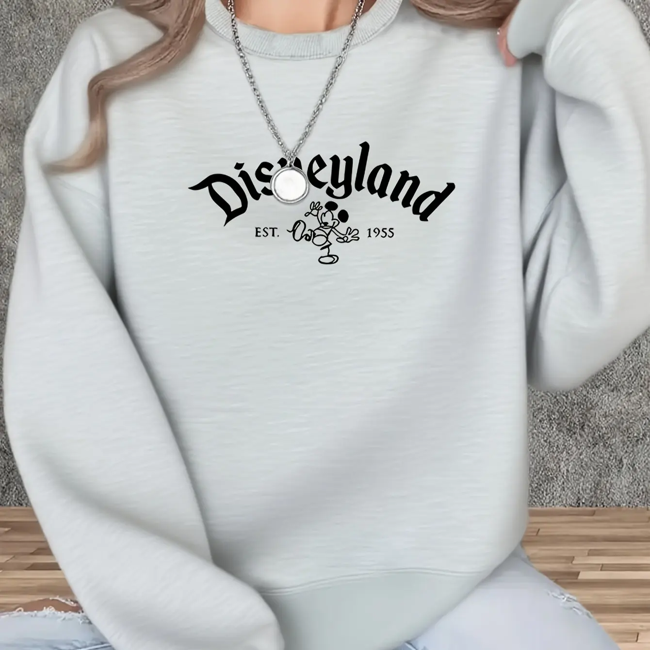 

Disney Mickey Mouse Pullover Sweater Fashion Oversized Unisex Crew Neck Sweater Autumn and Winter Fleece Casual Street Wear