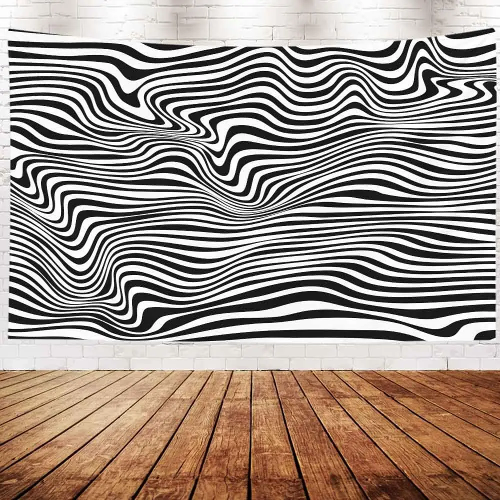 Black White Relief Tunnel Optical Illusion Tapestry 60X50Inches Wall Art Tapestries Hanging for Dorm Room Living Home Decorative