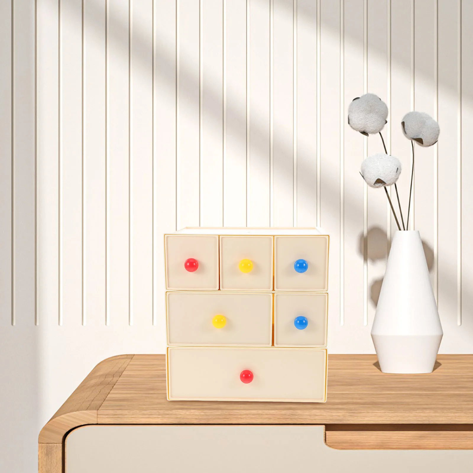 منظم صغير مع أدراج صندوق تخزين مكتبي مستحضرات التجميل نفخة ماكياج الوسادة أعواد قطنية حامل منظم متعدد الوظائف #5