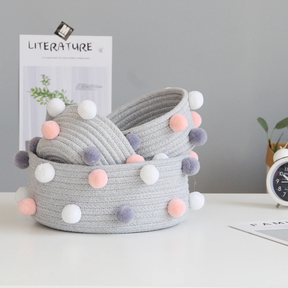 

2 Pcs Cosmetics Storage Basket Vanity for Organizers Woven Baskets Laundry Cotton Ball Holder Desktop