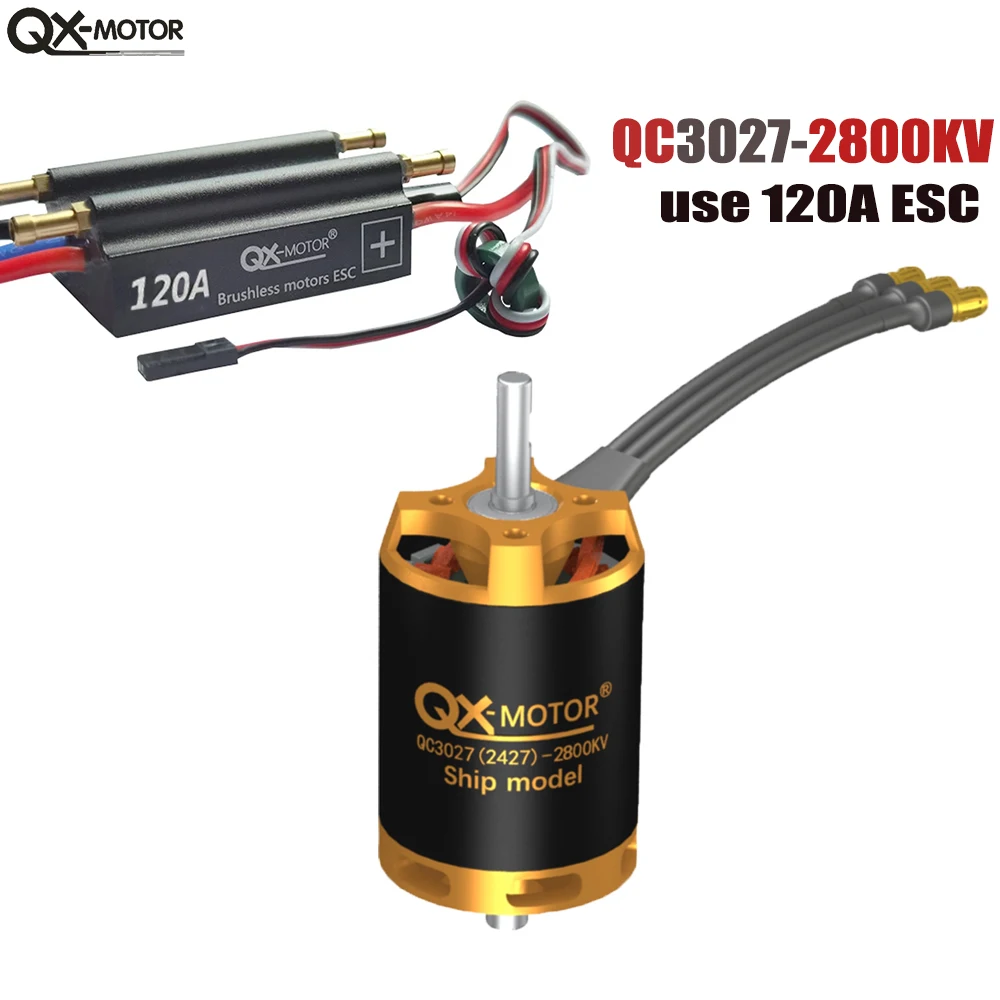 QX-MOTOR QC3027 2427 Brushless Motor 2800kv 3600kv 3800kv use QX-MOTOR 120A ESC for RC Car Ship Model