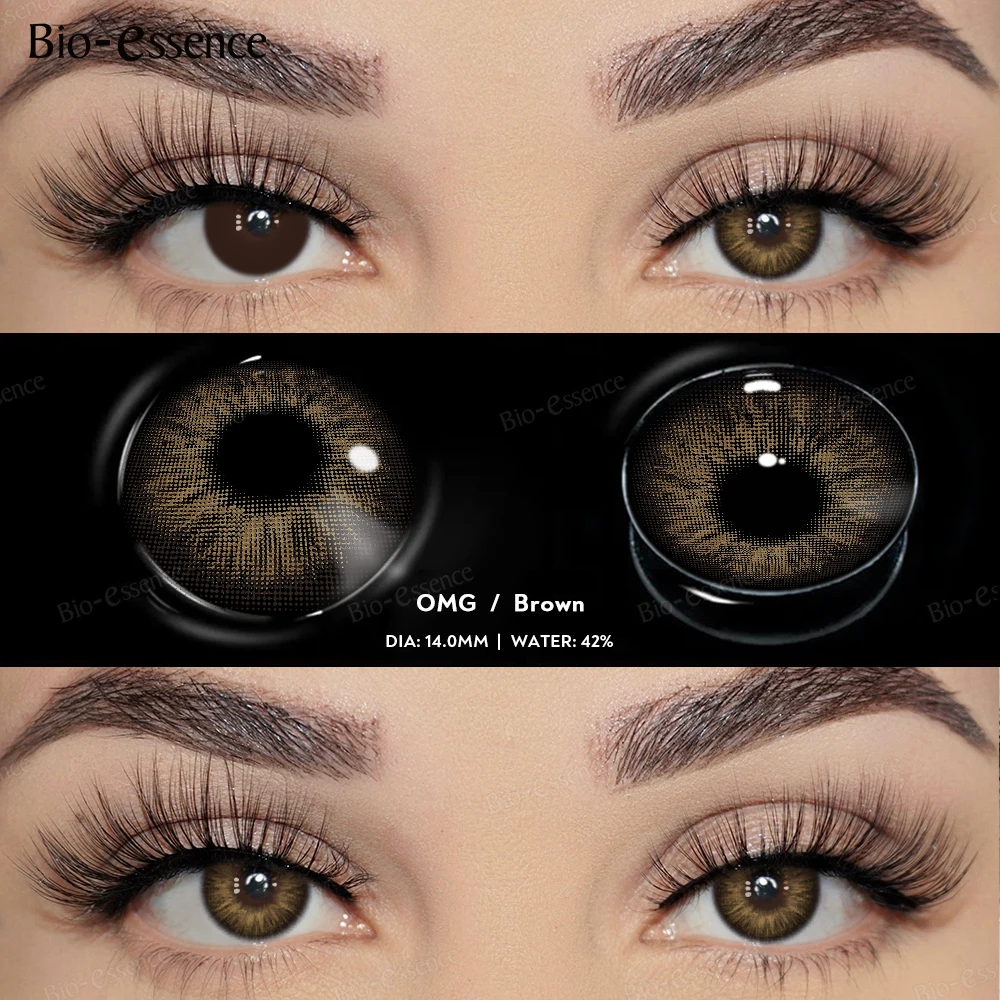 Bio-essence 2 Stück Farbige Kontaktlinsen Hochwertige Graue Linsen Natürlicher Look Braune Kontaktlinsen Blaue Farbige Pupillen Kosmetische Schönheit – Detail 16