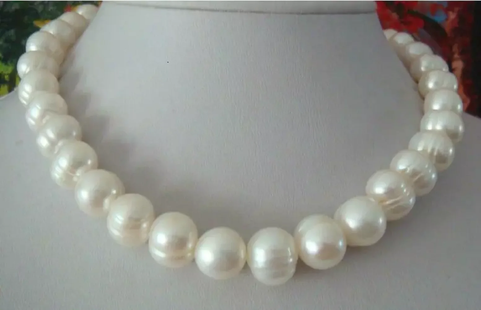 

Giant AAA Natural 12-13mm South Sea White Baroque Pearl Necklace 14K 18/36-inch