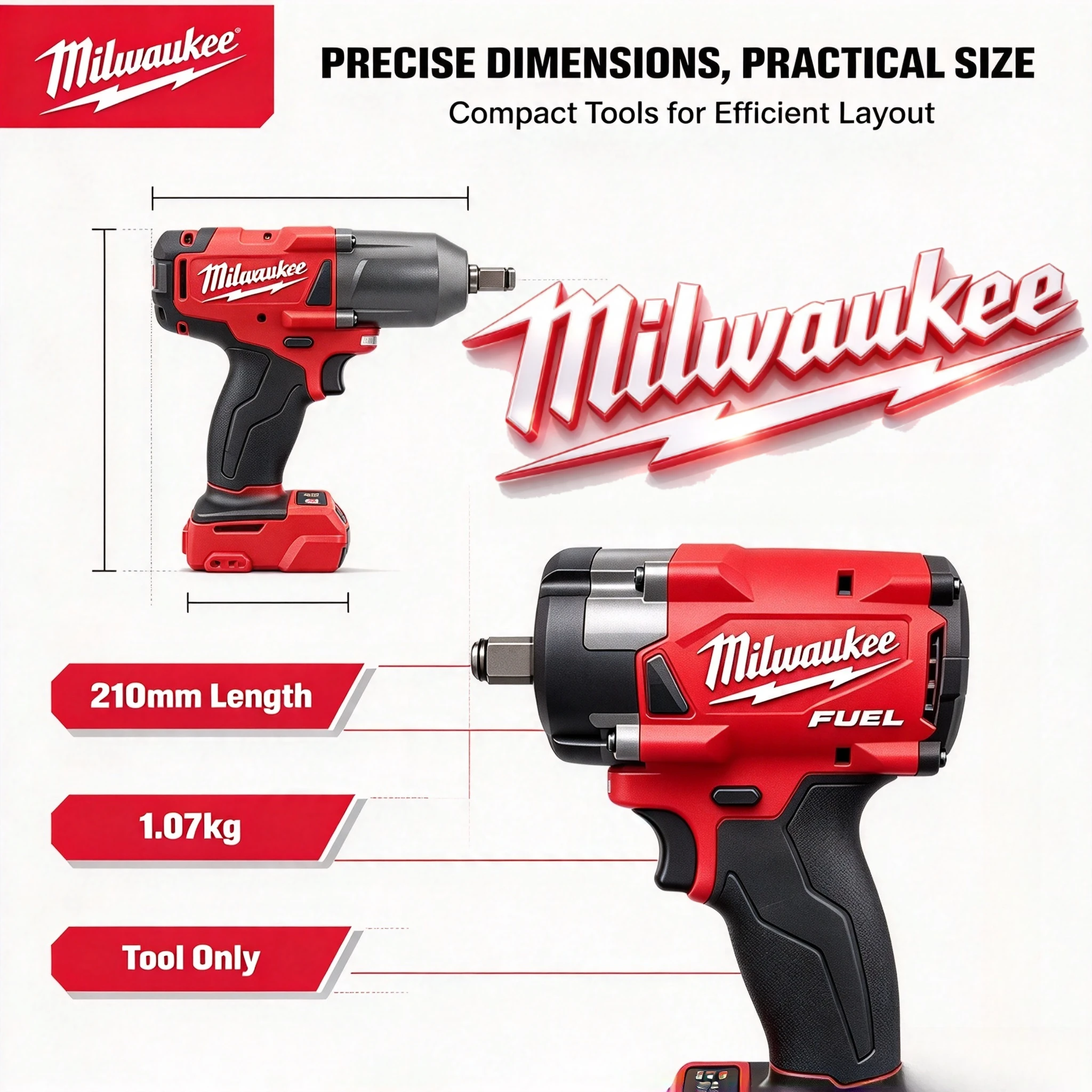 Original Milwaukee M18 FUEL FIW212 Big wrench Compatible 3/8