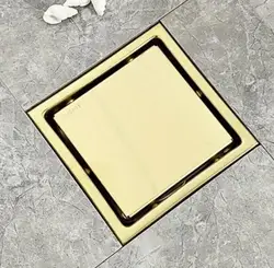 15cm SUS304 Stainless Steel Shower Drain Bathroom Floor Drain Tile Insert Square Anti-odor Floor Waste Grates 15CM Brushed Gold