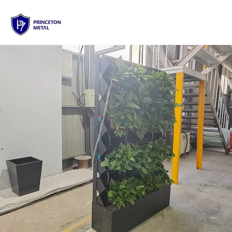 Contemporary Versatile Self Watering Aluminium Flower Vertical Wall Planter for Indoor Commercial Spaces Live Divider Green