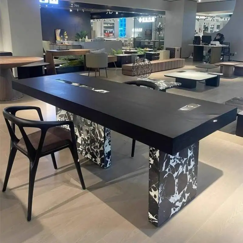 

Обеденные столы с итальянским дизайном, квадратные украшения, черные современные кухонные обеденные столы, экономия места, мебель Mesas Comedor для дома