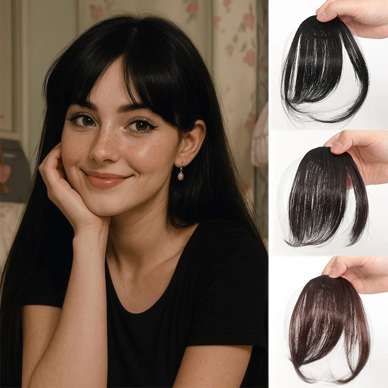 Straight Clip Style Women' Bangs-Elegant Synthetic Diagonal Bangs Wig,High Temperature Synthetic Straight Hair Fluffy Side Bangs