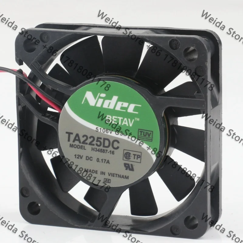New Original Nidec 12V 0.17A 6015 Inverter Silent 60X60X15MM Power Supply Two-wire 6CM TA225DC H34587-16 Coo