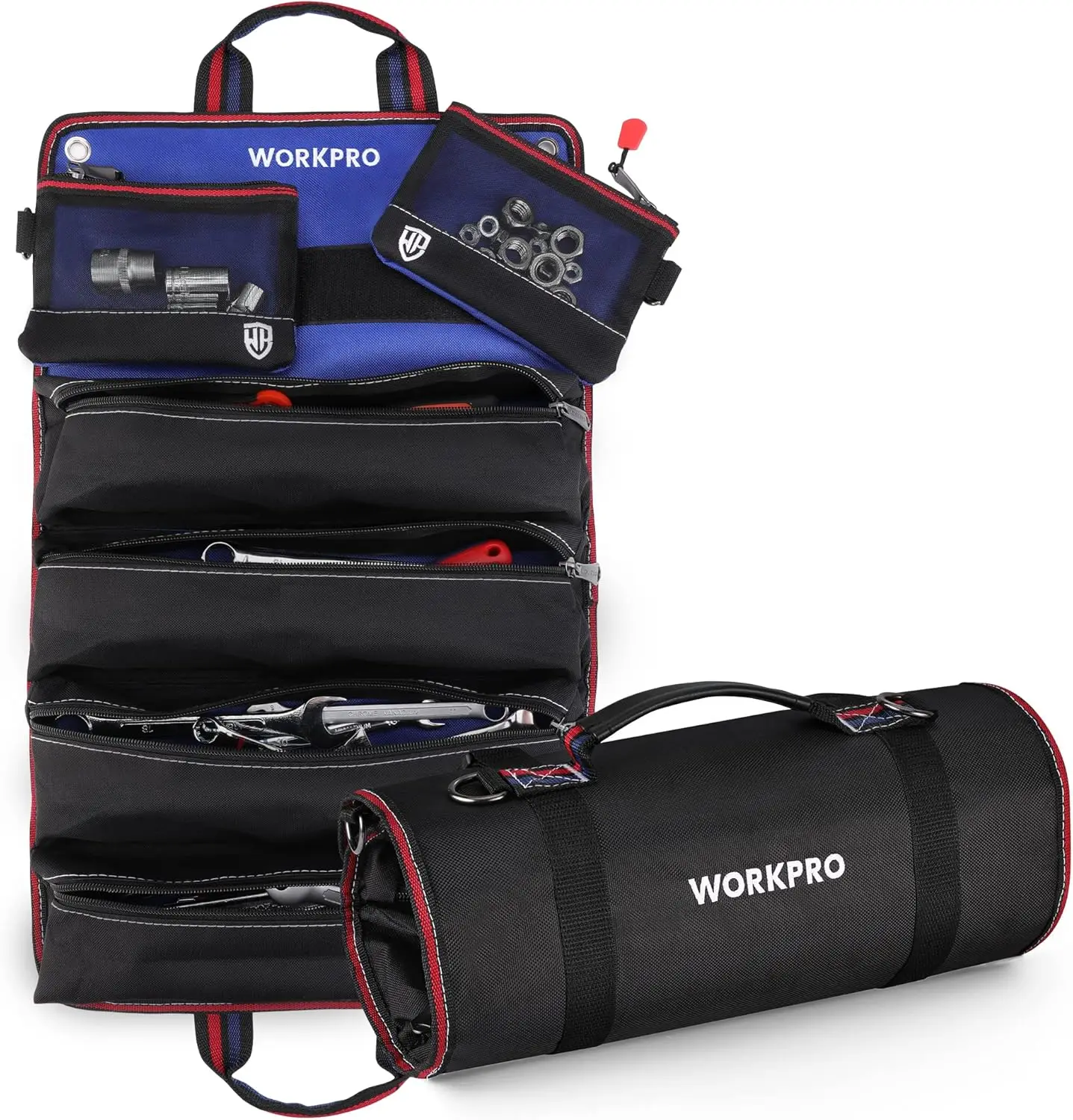 

Roll Up Tool Bag, Detachable Pouches, Heavy Duty Organizer for Mechanics, Electricians, Plumbers, Carpenters