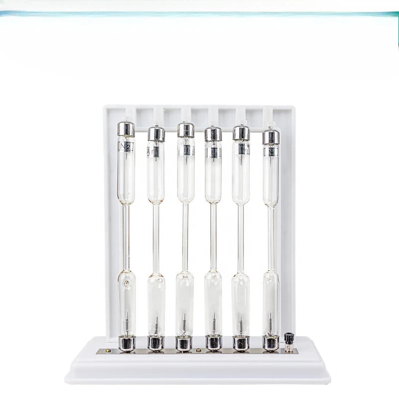 Tube avec support et baguette, gaz néon, hydrogène, azote