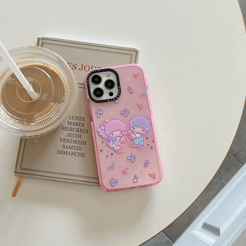 Ins Twin Star Sticker Clear Phone Case For Iphone 11 14 15 Pro Max Silicone Soft 12 13 Mini 7 Plus SE 2020 X XR XS Max Cover