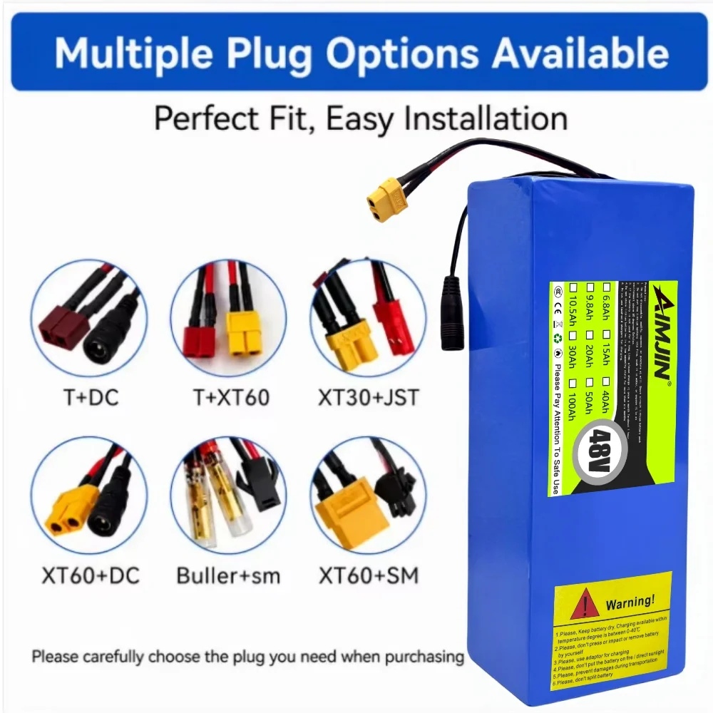 48V 15Ah Electric Scooter Battery Pack with Built-in BMS 13S4P Configuration Lithium 18650 Cells for Scooter Power Supply