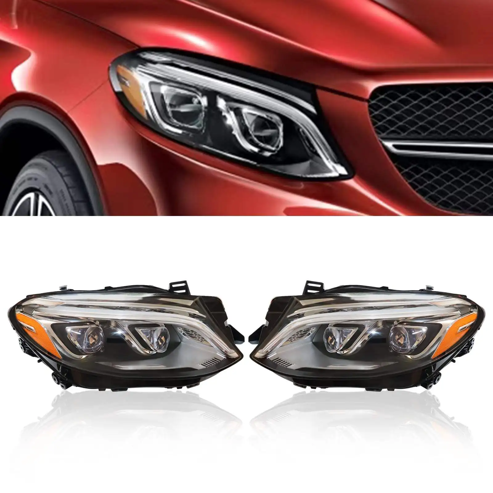 

For 2015-2018 Mercedes Benz GLE300d GLE320 GLE350 GLE400 GLE450AMG GLE166 W166 LED Headlamp Assembly New White Light USA Market