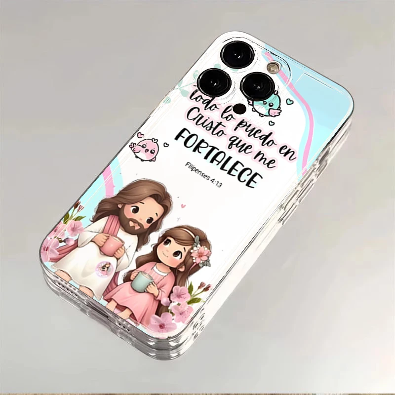 Cartoon Jesus And Me Bible Verse Print Phone Case For Xiaomi Redmi Note 14 13 Pro Plus 5G 12S 12 11 10 12C 13C 14C 4G TPU Cover