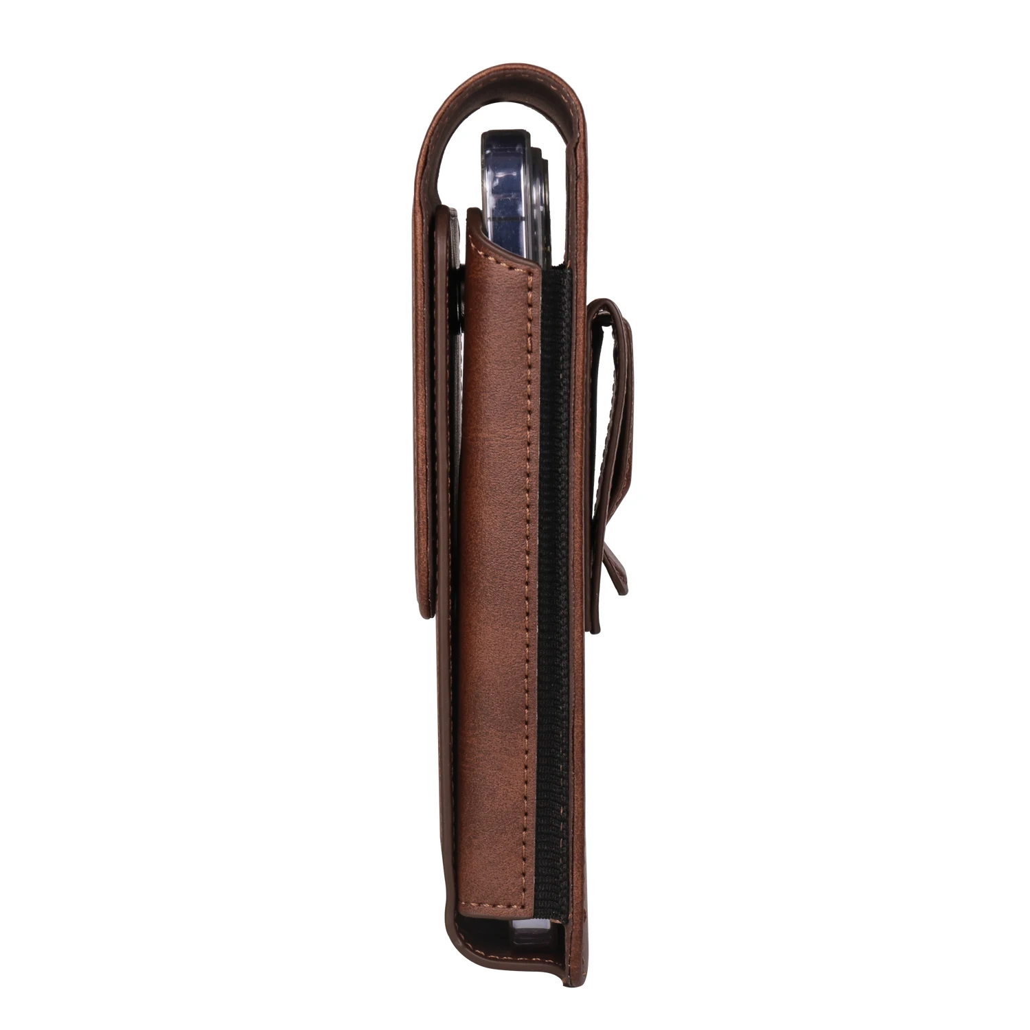 Universal Vertical Faux Leather Mobile Phone Belt Bag With Clip,Phone Holster Belt Bag Pouch With Card Slots For Within 7.2 inch view 3