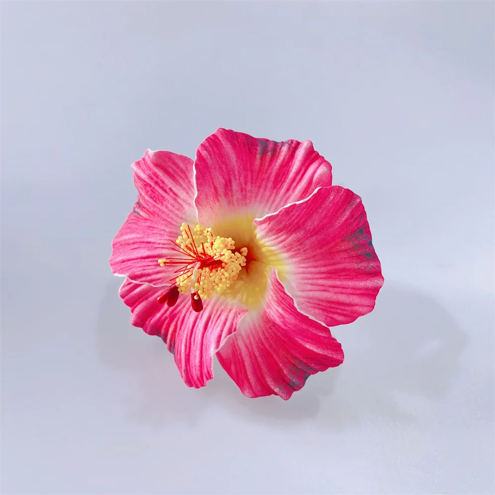 10 Pcs/set Artificial Hibiscus with Stem 11CM Hawaiian Foam Flower Headwear Luau Beach Wedding Hawaiian Party Decorations