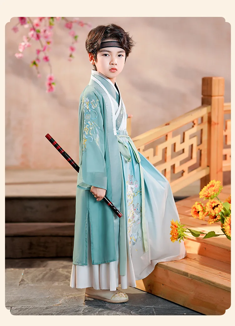 Kids New Year Clothes Ancient Bookboy Student Dress Boy Party Perform Photography Robe Traditional Costume Chinese School Clothe