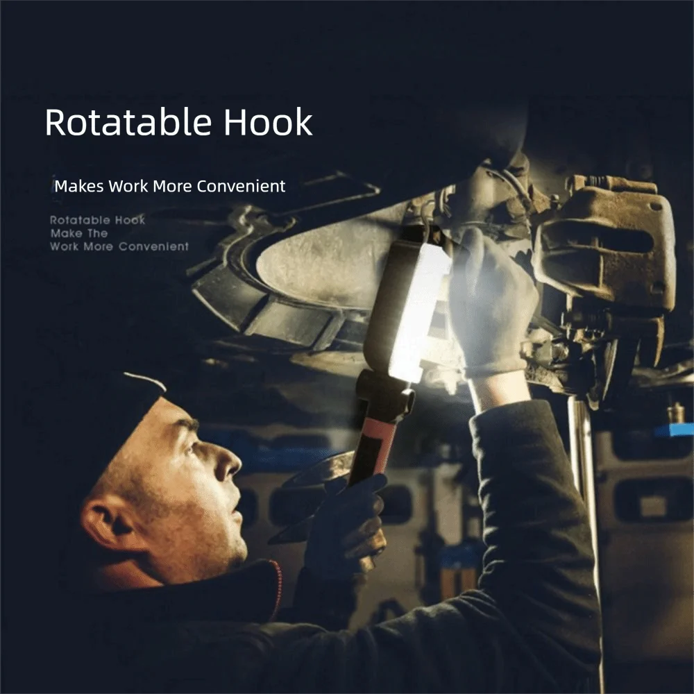 2*18650 Battery Waterproof LED Work Light USB Rechargeable High Power COB Floodlight With Hook Rechargeable Lamp Working Lamp